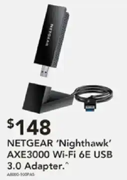 Harvey Norman NETGEAR 'Nighthawk' AXE3000 Wi-Fi 6E USB 3.0 Adapter offer