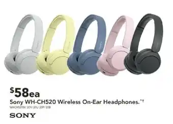 Sony WH-CH520 Wireless On-Ear Headphones