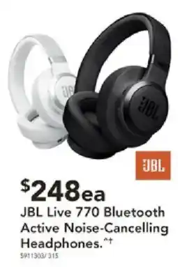 Harvey Norman JBL Live 770 Bluetooth Active Noise-Cancelling Headphones offer
