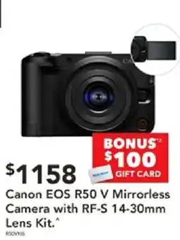 Harvey Norman Canon EOS R50 V Mirrorless Camera with RF-S 14-30mm Lens Kit offer