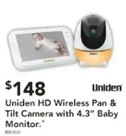 Harvey Norman Uniden HD Wireless Pan & Tilt Camera with 4.3" Baby Monitor offer