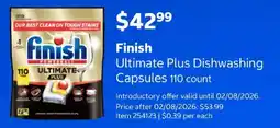Costco Finish Ultimate Plus Dishwashing Capsules offer