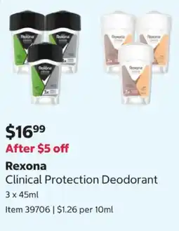 Costco Rexona Clinical Protection Deodorant offer
