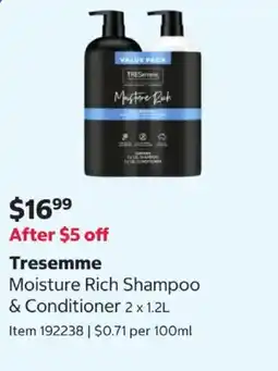 Costco Tresemmé Moisture Rich Shampoo & Conditioner offer