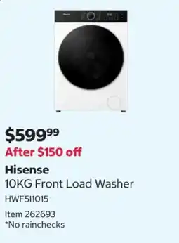 Costco Hisense 10KG Front Load Washer offer