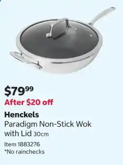 Costco Henckels Paradigm Non-Stick Wok with Lid 30cm offer