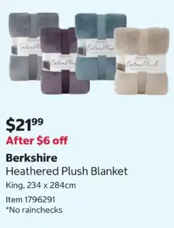 Costco Berkshire Heathered Plush Blanket offer