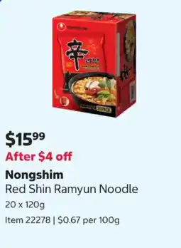 Costco Nongshim Red Shin Ramyun Noodle offer