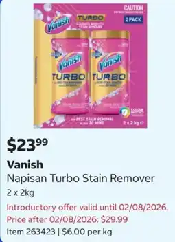 Costco Vanish Napisan Turbo Stain Remover offer