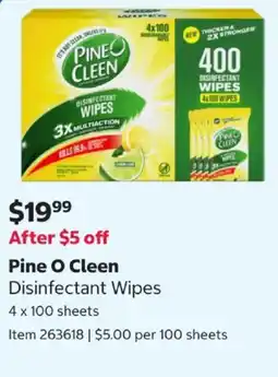 Costco Pine O Cleen Disinfectant Wipes offer