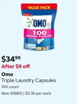 Costco Omo Triple Laundry Capsules offer