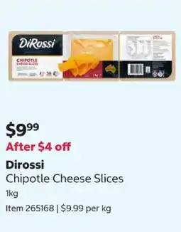 Costco Dirossi Chipotle Cheese Slices offer