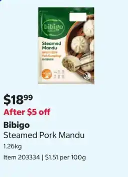 Costco Bibigo Steamed Pork Mandu offer