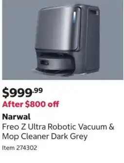 Costco Narwal Freo Z Ultra Robotic Vacuum & Mop Cleaner Dark Grey offer