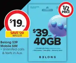 Coles Belong $39 Mobile SIM offer