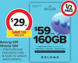 Coles Belong $59 Mobile SIM offer