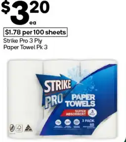 Woolworths Strike Pro 3 Ply Paper Towel offer