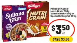 IGA Kellogg's Cereal Nutri-Grain, Sultana Bran or Special K Original offer