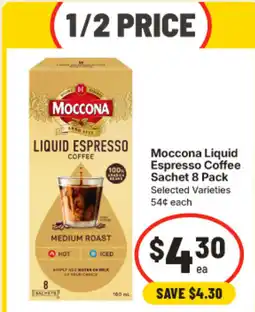 IGA Moccona Liquid Espresso Coffee Sachet offer