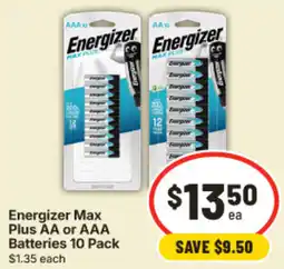 IGA Energizer Max Plus AA or AAA Batteries offer