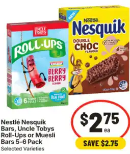 IGA Nestlé Nesquik Bars, Uncle Tobys Roll-Ups or Muesli Bars offer