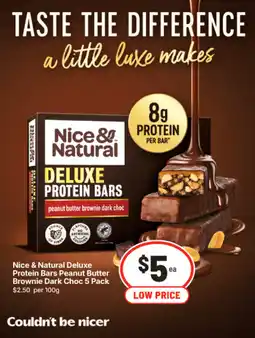 IGA Nice & Natural Deluxe Protein Bars Peanut Butter Brownie Dark Choc offer