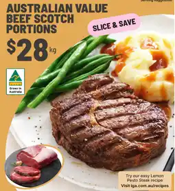 IGA Australian value beef scotch portions offer