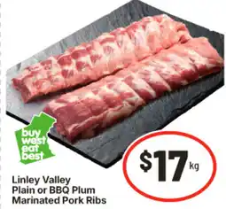 IGA Linley Valley Plain or BBQ Plum Marinated Pork Ribs offer