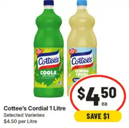 IGA Cottee's Cordial offer