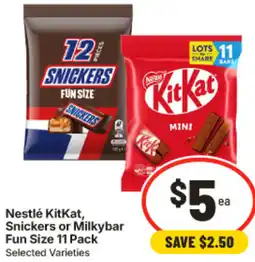 IGA Snickers or Milkybar Fun Size offer