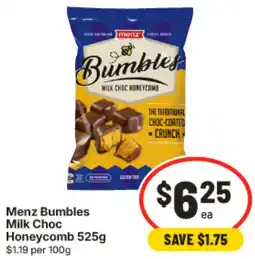IGA Menz Bumbles Milk Choc Honeycomb offer