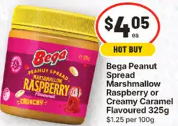 IGA Bega Peanut Spread Marshmallow Raspberry or Creamy Caramel Flavoured offer