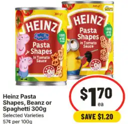 IGA Heinz Pasta Shapes, Beanz or Spaghetti offer