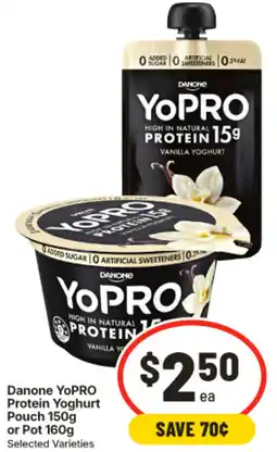 IGA Danone YoPRO Protein Yoghurt Pouch or Pot offer