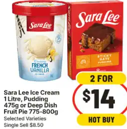 IGA Sara Lee Ice Cream, Pudding or Deep Dish Fruit Pie offer