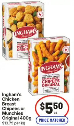 IGA Ingham's Chicken Breast Chipees or Munchies Original offer