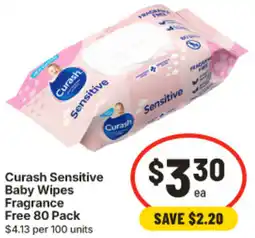 IGA Curash Sensitive Baby Wipes Fragrance offer