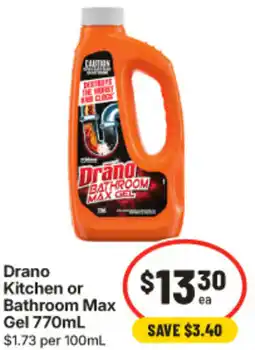 IGA Drano Kitchen or Bathroom Max Gel offer