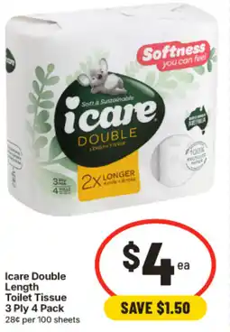 IGA Icare Double Length Toilet Tissue 3 Ply offer