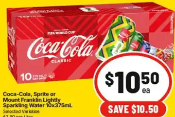 Coca-Cola, Sprite or Mount Franklin Lightly Sparkling Water
