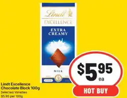 IGA Lindt Excellence Chocolate Block offer