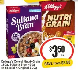 IGA Kellogg's Cereal Nutri-Grain, Sultana Bran or Special K Original offer