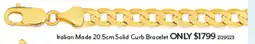 Angus & Coote Italian Made 20.5cm Solid Curb Bracelet offer