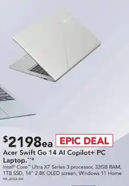 Harvey Norman Acer Swift Go 14 Al Copilot+ PC Laptop offer