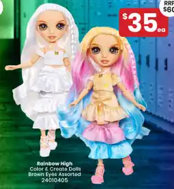 Toymate Rainbow High Color & Create Dolls Brown Eyes Assorted offer