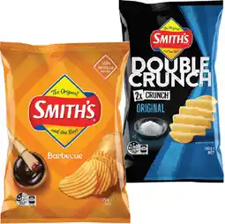 IGA Smith’s Crinkle Cut Chips 150‑170g or Double Crunch Chips 150g Selected Varieties offer