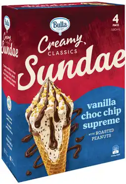 IGA Bulla Creamy Classics Sundae Ice Cream Cone Selected Varieties offer