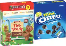 IGA Arnott’s Tiny Teddy, Shapes 8 Pack or Oreo Mini Cookies 10 Pack Selected Varieties offer