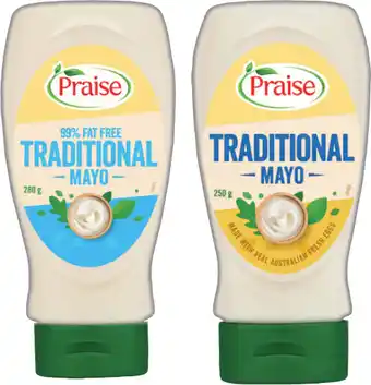 IGA Praise Traditional Squeeze Mayo 250‑280g Selected Varieties offer
