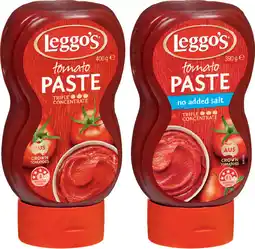 IGA Leggo’s Tomato Paste 390‑400g Selected Varieties offer